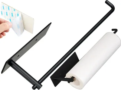 Produktbild von Stabiler Papierhandtuch- und Folienhalter, Edelstahl, schwarz matt, 33x8x6,2 cm