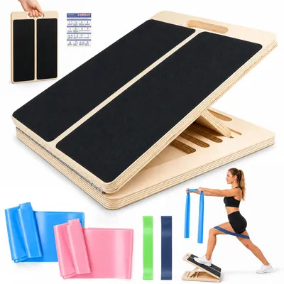 Image de Planche inclinée en bois pour les muscles du mollet, design ergonomique, 1 pièce, pour les exercices d'étirement