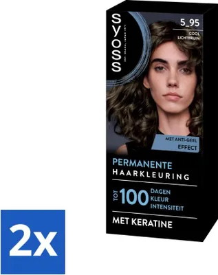 Zdjęcie produktu dla SYOSS - Trwała koloryzacja 5-95 - Farba do włosów - Trwała farba do włosów - Chłodny jasny brąz - Pokrycie siwych włosów - Zmniejsza łamliwość włosów - Opakowanie wartościowe - 2 szt