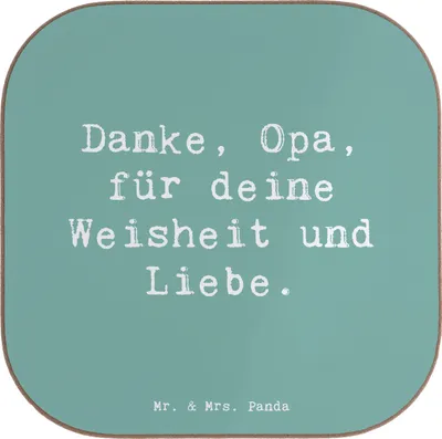 Produktbild von Mr. & Mrs. Panda unterleger Spruch Opa Weisheit und Liebe - Meeresbrise - Geschenk, Holzuntersetzer, gläseruntersetzer, Untersetzer für Gläser, Anerkennung, Familie, Glas