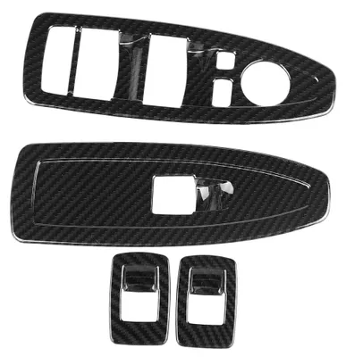 Image de Lot de 4 enjoliveurs de commutateur de lève-vitre style fibre de carbone pour BMW X1 (2016-2019)