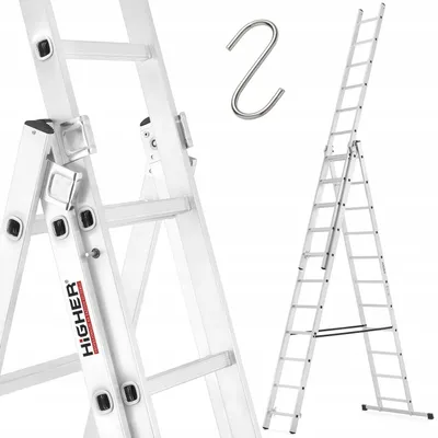 Zdjęcie produktu dla Drabina aluminiowa wielofunkcyjna na schody 3x11 HIGHER 6,33m Hobby 150kg