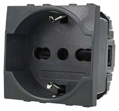 Immagine prodotto di Presa schuko compatibile Bticino Livinglight 2P+T 10/16A 250V colore nero