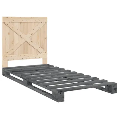 Immagine prodotto di Giroletto con Testiera Grigio 90x200 cm Legno Massello di Pino