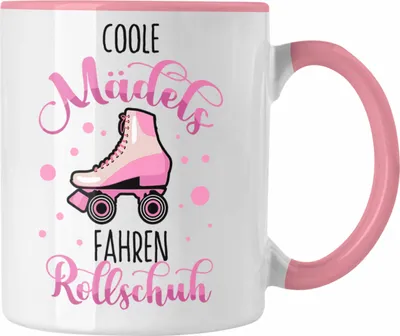 Produktbild von Trendation - Lustige Rollschuh-Tasse Geschenk für Rollschuhfahrerinnen Coole Mädels Fahren Rollschuh (Rosa)