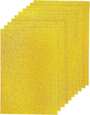 Zdjęcie produktu dla Papier brokatowy 20 x 30 cm, 10 sztuk, złoty, do prac ręcznych i rękodzieła
