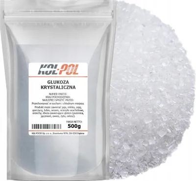 Zdjęcie produktu dla GLUKOZA KRYSTALICZNA 500g Dekstroza spożywcza do deserów i napojów Kol-Pol