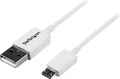 Obrázek produktu pro StarTech.com 2m USB 2.0 A/Micro-B m/m, 2 m, USB A, Micro-USB B, USB 2.0, Samec/samec, Bílá