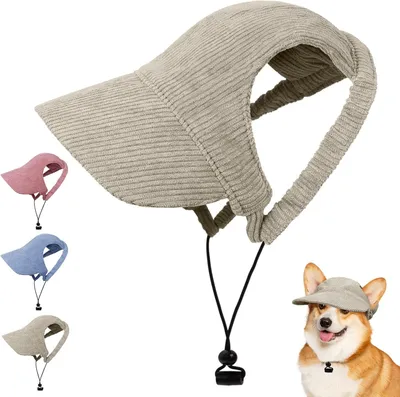 Produktbild von Hunde-Baseballkappe, verstellbarer Sonnenhut, schützender Hunde-Sporthut mit verstellbaren Löchern, Sommerhut für Haustiere im Freien (S, Khaki)