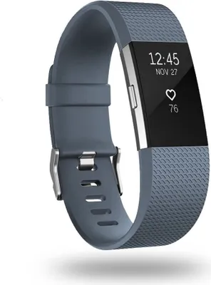 Produktbild von Strap-it Fitbit Charge 2 Silikon Armband (Grau Blau) - Große: S/M