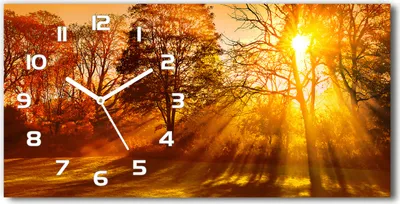 Produktbild von Wanduhr aus Glas – 60x30 cm - Glasbild - Glasuhr - Gehärtetes Glas - weisse-zeiger - Sonnenuntergang