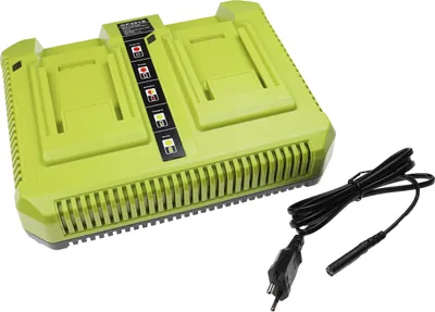 Produktbild von vhbw Dual-Ladegerät kompatibel mit Ryobi RY40250, RY40220, RY40402A/ R40402, RY40403, RY40403A, RY40400 Werkzeug / Rasenmäher Li-Ion-Akkus, 72 W, 36 V