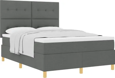 Produktbild von vidaXL Boxspringbett mit Kopfteil Dunkelgrau 140 x 200 cm Stoff