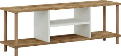 Obrázek produktu pro TV skříňka Ærøskøbing se 2 úložnými přihrádkami TV stolek 43 x 120 x 29 cm TV stolek se 2 úložnými přihrádkami Nízká TV skříňka TV skříňka v imitaci dřeva/bílá