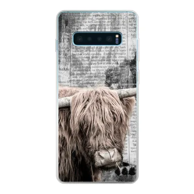 Produktbild von MuchoWow® Handyhülle Schutzhülle Hülle für Samsung Galaxy S10 Lite Schottischer Hochländer - Vintage - Text Silikon Softcase Handy Hülle - Schutz