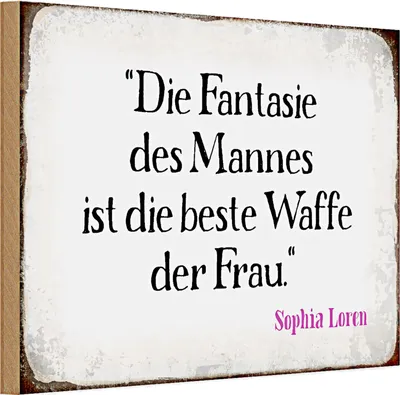 Produktbild von Holzschild Spruch 30x20cm Fantasie des Mannes beste Waffe