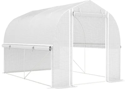Zdjęcie produktu dla Szklarnia foliowa Outsunny 3x2x2 m z drzwiami roletowymi, do uprawy pomidorów, 4 okna, tunel foliowy, rama ze stali ocynkowanej, kolor biały