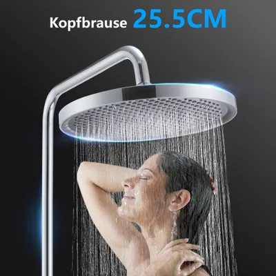 Obrázek produktu pro Sprchový systém s termostatem, sprchová sada s dešťovou sprchou, sprchová armatura s termostatem 40 °C se skrytým výpustem vody, sprchová tyč včetně