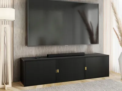 Produktbild von KierMoebel Tv Schrank LUNO 3, Modern Lowboard Schwarz  156,4x42x38,8 cm