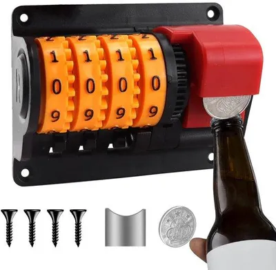 Productafbeelding van Unyqoos® Muurbevestigde flessenopener van hoogwaardig kunststof met digitale teller – geschikt voor wandmontage, roest- en corrosiebestendig, bediening met één hand, ideaal voor bars en thuisgebruik