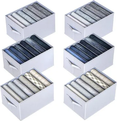 Image de Boîte de rangement pour vêtements 34 x 25 x 20 cm, 6 compartiments, organiseur à tiroirs