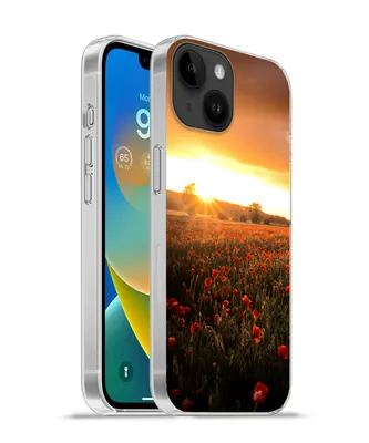 Produktbild von MuchoWow® Handyhülle Schutzhülle Hülle für Apple iPhone 14 - Softcase Sonnenuntergang über den Mohnblumen in England Silikon Softcase Handy Hülle - Mobiltelefonhülle