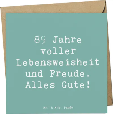 Produktbild von Mr. & Mrs. Panda Klappkarte Spruch 89. Geburtstag Freude - Meeresbrise - Geschenk, 89 Jahre, Glückwunsch, Glückwunschkarte, besondere Momente, einzigartiger, anlasskarte
