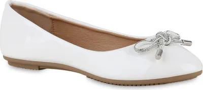 Produktbild von VAN HILL Damen Klassische Ballerinas Elegante Strass Schleifen Schuhe 841031, Farbe: Weiß, Größe: 36