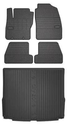 Image de Tapis en caoutchouc + bac de coffre pour Ford Focus MK2 2004-2011 (break, coffre standard) – 5 pièces, noirs, sur mesure