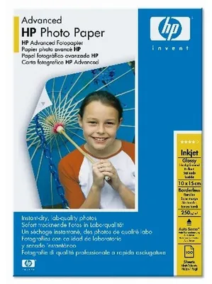 Obrázok produktu pre HP Lesklý fotopapier Advanced, 250 g/m2, 10 x 15 cm (101 x 152 mm), 100 hárkov, Lesk, Laserový, 10x15 cm, 100 listy, Kompatibilný so všetkými atramentovými tlačiarňami., Biznis