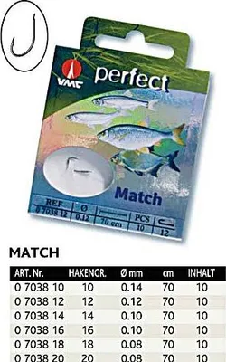 Produktbild von VMC Matchhaken Vorfachhaken, Größe 10, 10 fertig gebundene Angelvorfächer