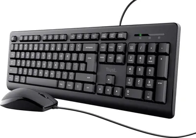 Obrázek produktu pro Trust 24646, Plná velikost (100 %), Kabel, USB, QWERTY, Černá, Obsahuje myš