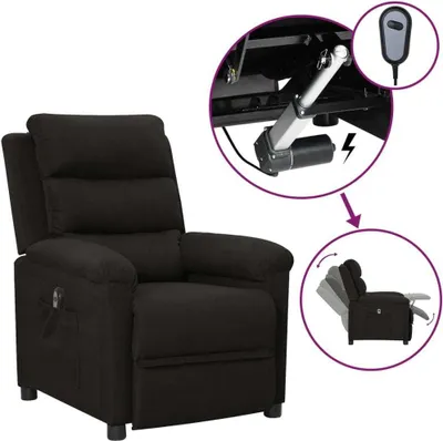 Image de Fauteuil inclinable électrique Noir Tissu