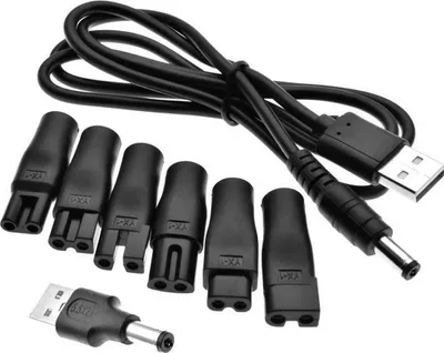 Produktbild von 7-teiliges Rasierer-Ladegerät-Set mit USB-Adapter & Kabel, 5V, kompatibel mit den meisten Rasierermarken