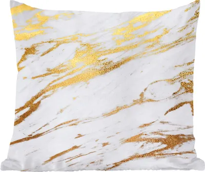 Produktbild von MuchoWow® Zierkissen Sofakissen Wohnzimmer Dekokissen 50x50 cm Marmor - Weiß - Gold - Komfort - Sofakissen