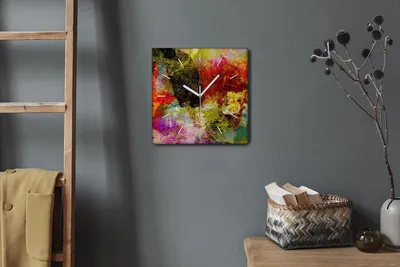 Produktbild von Coloray Hodiny Unikátní 30x30 cm  Tiché hodiny Pro obývací pokoj a kuchyň Nástěnné hodiny Plátno Bílé ručičky hodin - Abstrakce na zdi