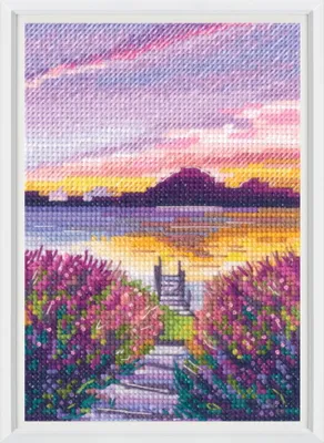 Produktbild von RTO Kreuzstich Stickpackung "Weg zum Sonnenuntergang", Zählmuster, 9x13cm
