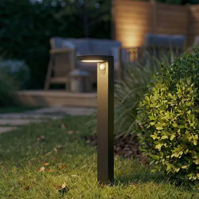 Produktbild von Prios LED-Solar-Wegeleuchte Tarlson, rund, anthrazit, Sensor