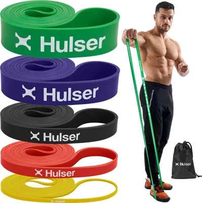 Produktbild von Hulser Fitnessbänder Set 5-teilig - 2 bis 55 kg - Stretching widerstandsband - Fitness Widerstandsbänder für Krafttraining - Gymnastikband