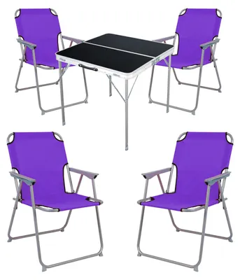 Produktbild von 5-teiliges Campingmöbel Set Alu L80xB80xH70cm Lila