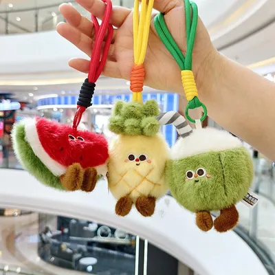 Produktbild von Niedliche, originelle Anhänger in Form von Früchten – Plüschtiere, Kokosnuss- und Avocado-Anhänger für Taschen, Schlüsselanhänger und Puppen