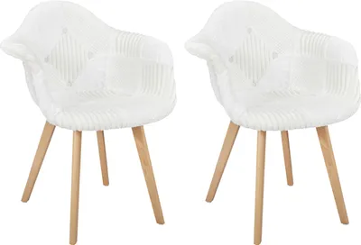 Image de Lot de 2 Fauteuils - HOME DECO FACTORY - Scandinave Patchwork - Beige et Marron
