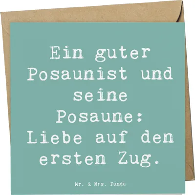Produktbild von Mr. & Mrs. Panda Klappkarte Spruch Posaune Liebe - Meeresbrise - Geschenk, doppelkarte, faltkarte, Musiker, Glückwunschkarte, anlasskarte, Grußkarte, Töne, Musikerspruch