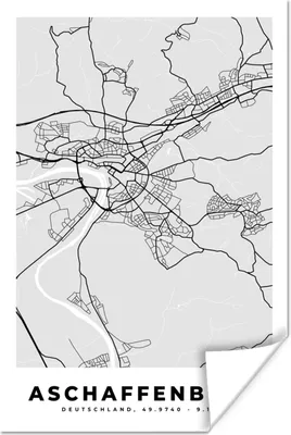 Produktbild von MuchoWow® Poster Deutschland - Stadtplan - Karte - Afschaffenburg 20x30 cm - Papierdruck
