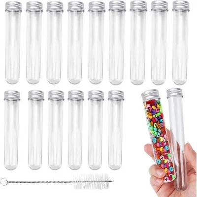 Produktbild von Famanu Reagenzgläser Set 30 Stück mit Schraubverschluss und Reinigungsbürste - transparente Kunststoff 45 ml