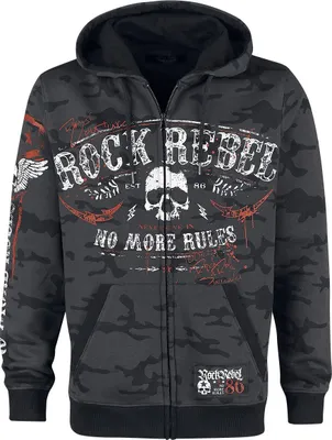 Produktbild von Rock Rebel by EMP Herren dunkelgraue Kapuzenjacke mit Print S
