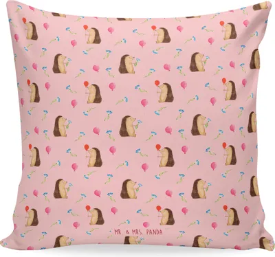 Produktbild von Mr. & Mrs. Panda Couchkissen Igel Luftballon - Rosa - Geschenk, Polster, kissen für sofa, Herzlichen Glückwunsch, Ballon, Lustige Sprüche, 40x40, Deko, Geburtstagskind