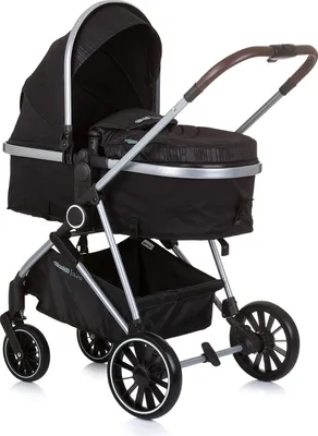 Produktbild von Chipolino Aura Skladací kočík 3 v 1 s prebaľovacou taškou Obsidian Black Silver