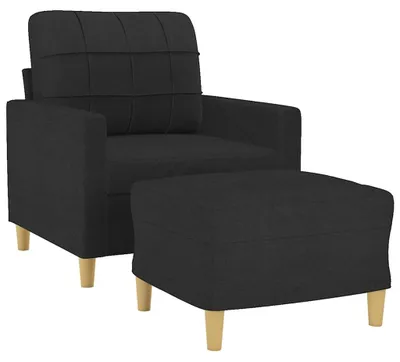 Produktbild von vidaXL Sessel mit Hocker Schwarz 60 cm Stoff