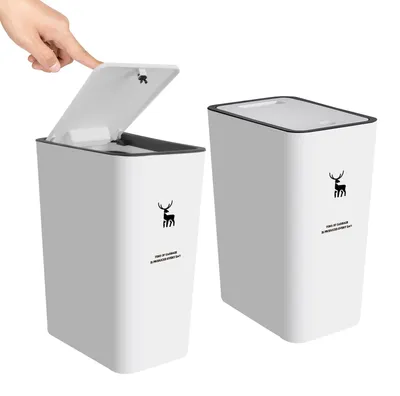 Image de Poubelle avec couvercle, lot de 2, 15 litres